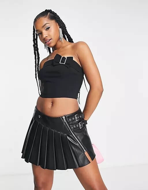 

Корсетный топ Miss Selfridge Cropped Bandeau, черный