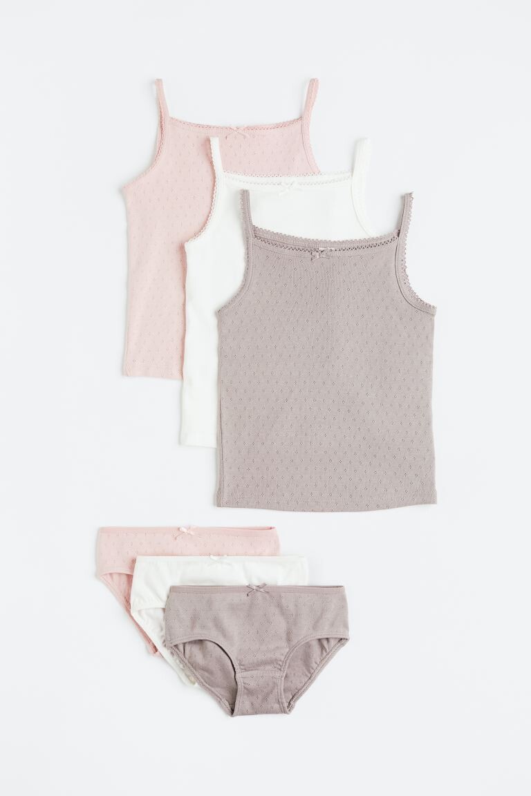 

Хлопковый комплект из 6 предметов H&M, светло-розовый/серый
