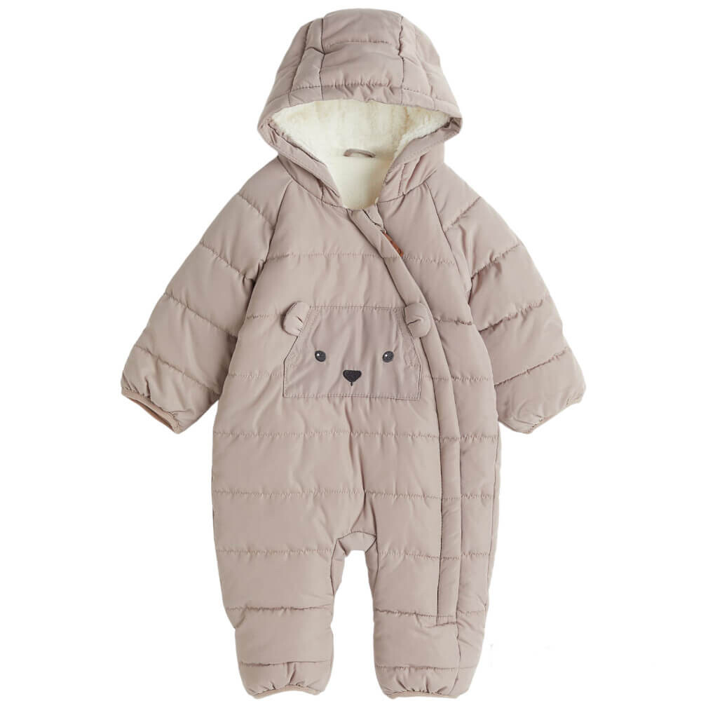

Комбинезон H&M Bear Printed Faux Shearling-lined, светло-серый
