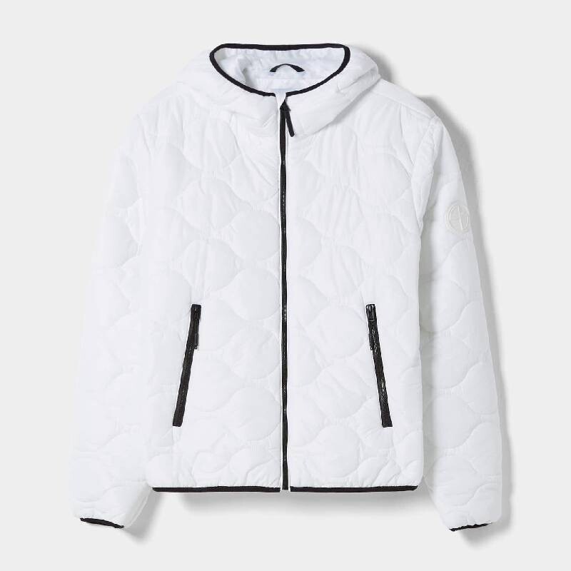 

Куртка с капюшоном Bershka Lightweight Quilted, белый