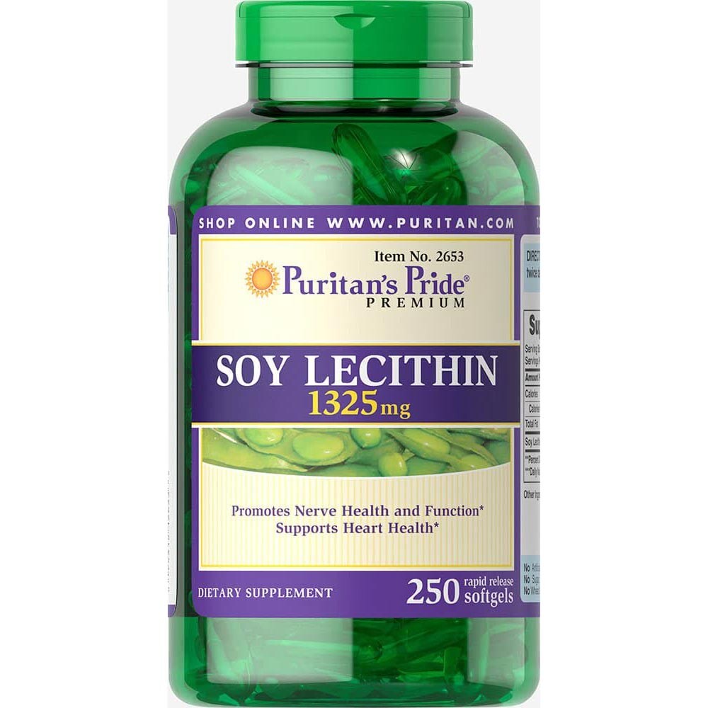 

Лецитин из сои Soy Lecithin Puritan's Pride, 1325 мг, 250 гелевых капсул