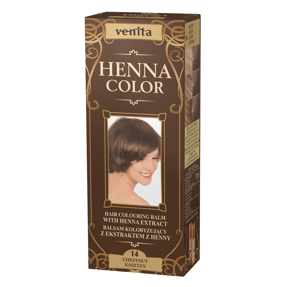 цена Venita Красящий бальзам Henna Color с экстрактом хны 14 Каштан 75мл