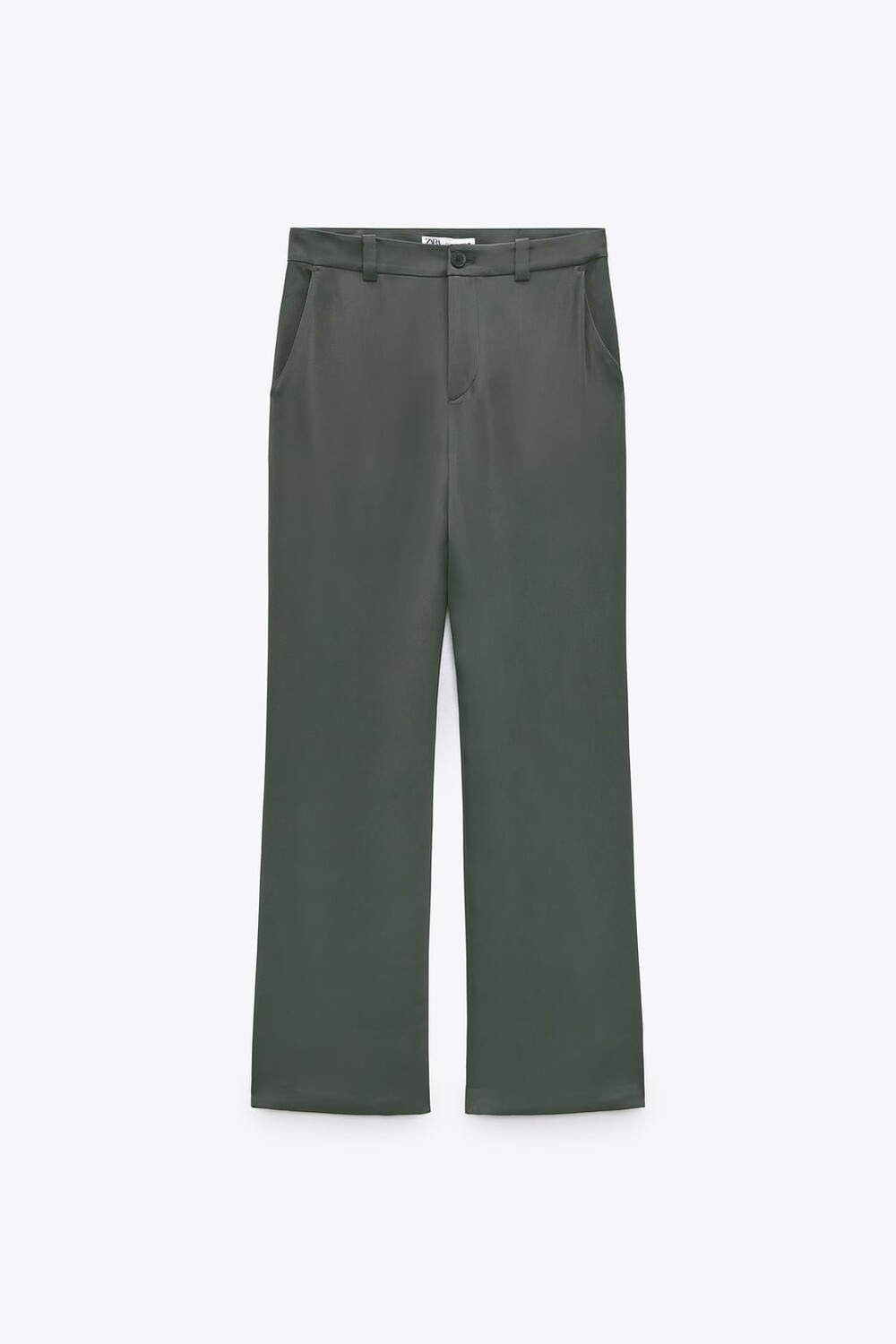 

Брюки ZARA Straight Satin Effect, хаки