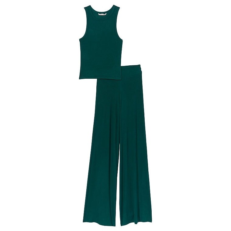 

Пижама Victoria's Secret Ribbed Modal Tank Flare Pants, темно-зеленый