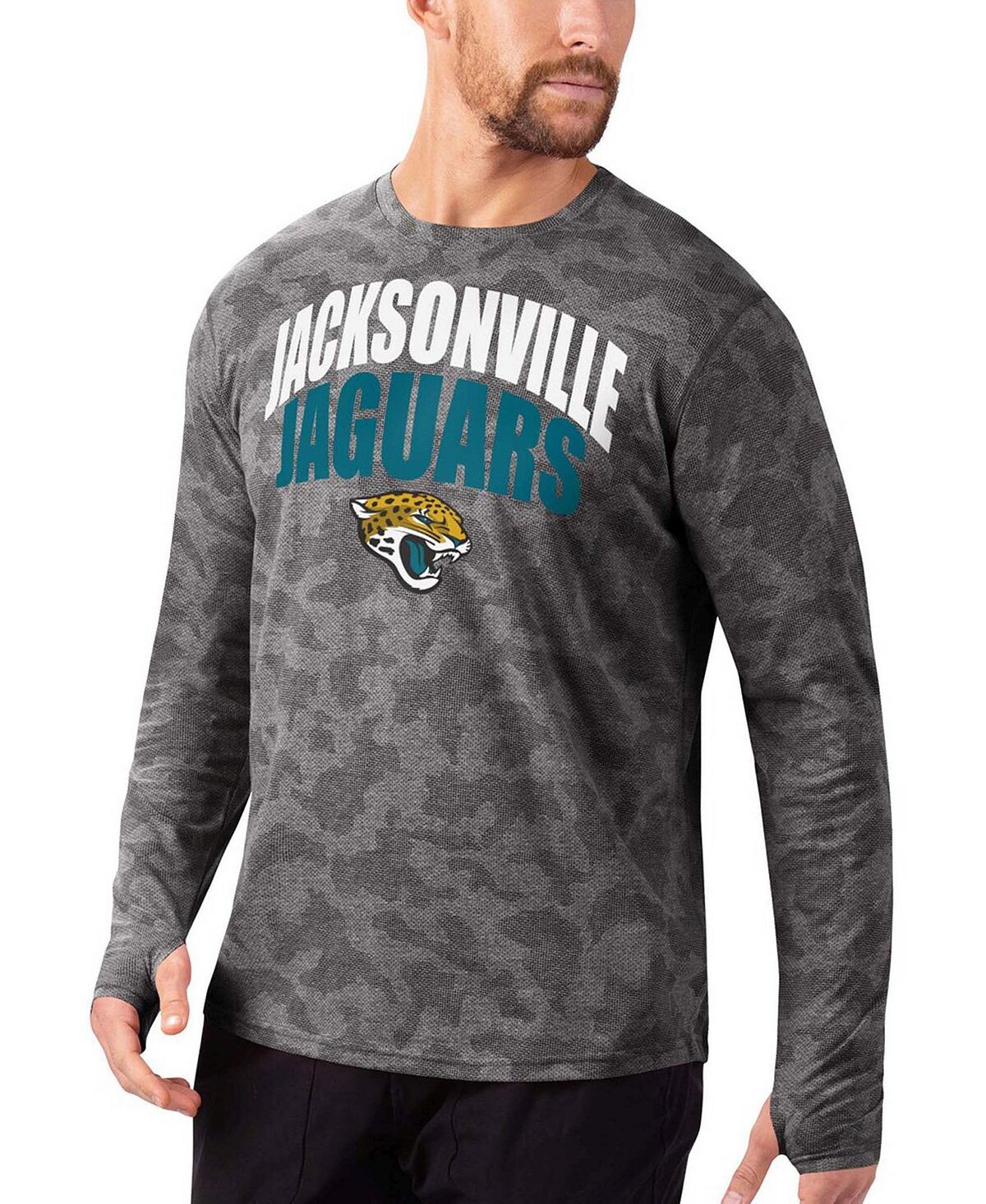 

Мужская черная футболка с длинным рукавом с камуфляжным принтом jacksonville jaguars MSX by Michael Strahan, черный