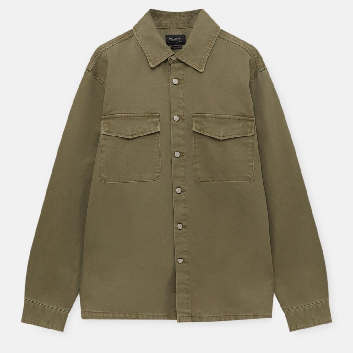 

Джинсовая рубашка Pull&Bear Long Sleeve, зеленый