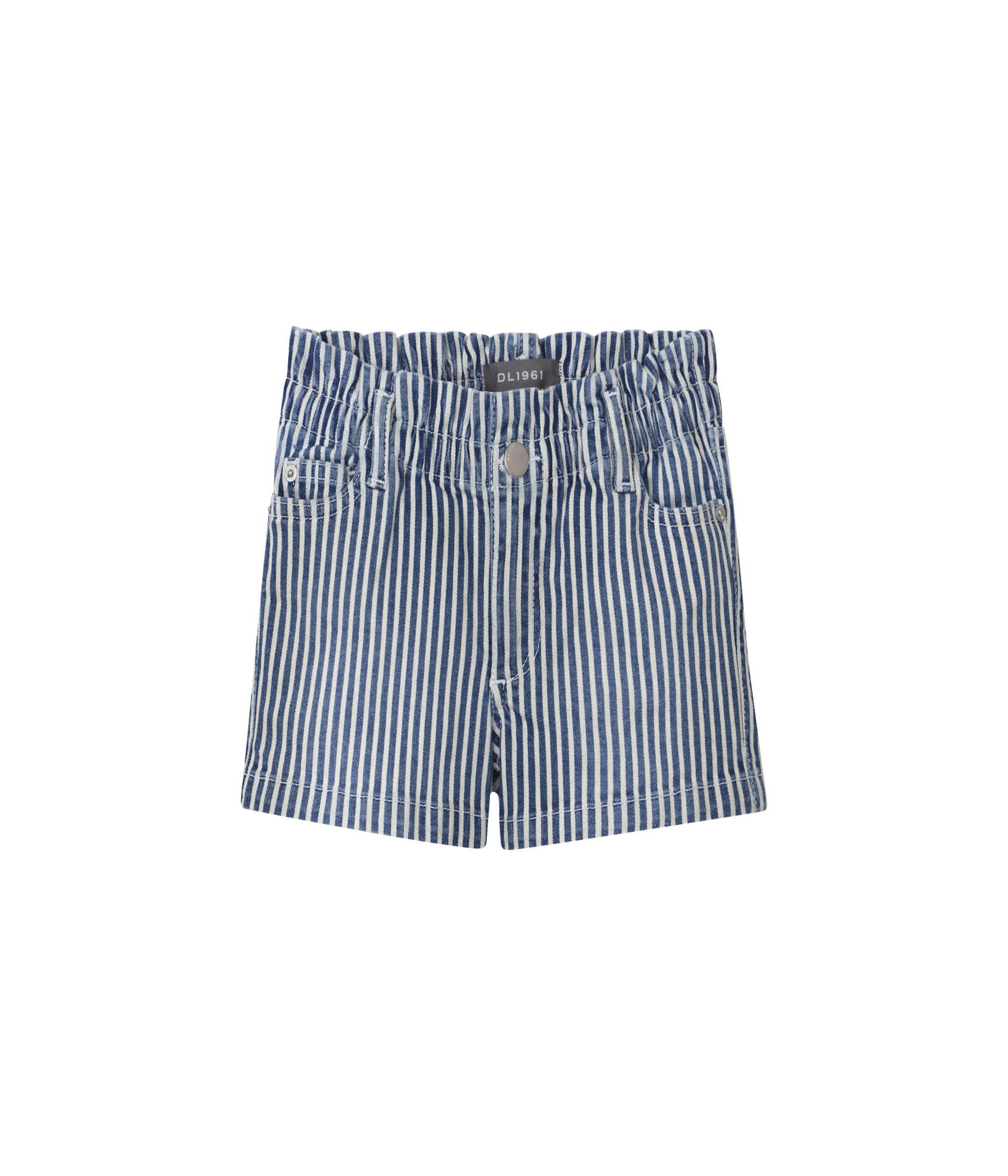 брюки dl1961 jay track chino цвет dewey stripe Шорты DL1961 Kids, Lucy Paper Bag Shorts in Dark Stripe