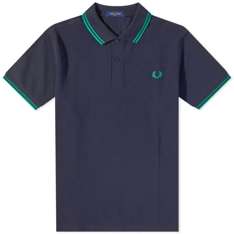 

Поло узкого кроя Fred Perry с двумя кончиками, темно-синий и зеленый