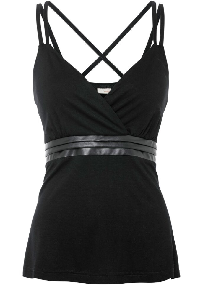 

Топ со вставкой из искусственной кожи Bodyflirt Boutique, черный