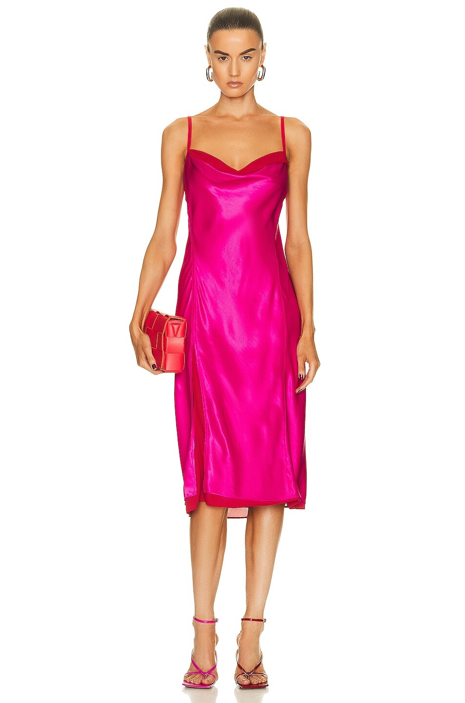 

Платье миди Acne Studios Cowl Neck, цвет Fuchsia Pink