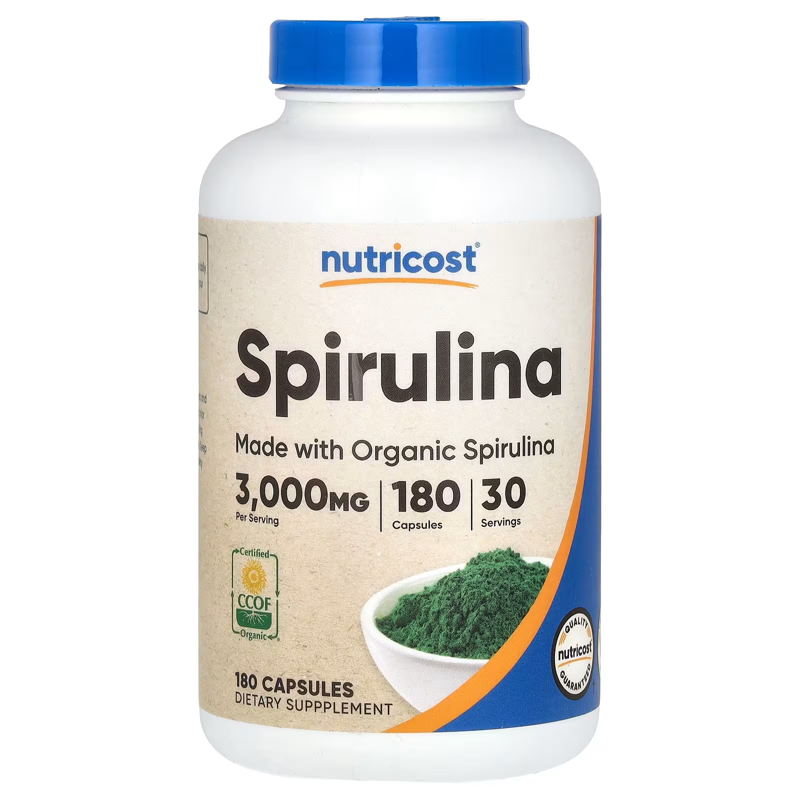 Спирулина 3000 мг 180 капсул (500 мг на капсулу) Nutricost