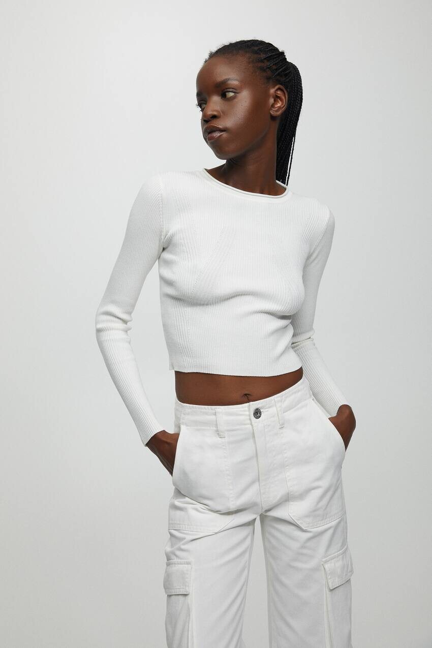 

Свитер в рубчик Pull&Bear, экрю