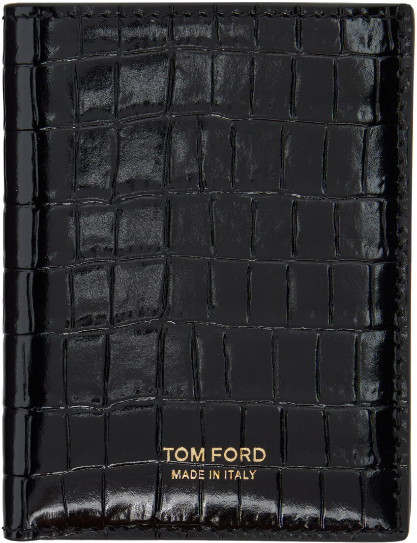 

Черная складная визитница под крокодила TOM FORD