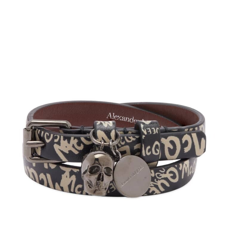 

Браслет Alexander Mcqueen Double Wrap Graffiti, черный