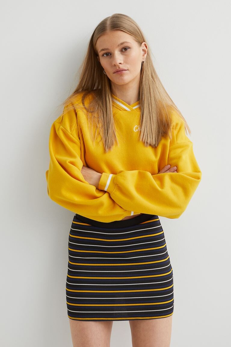 

Мини-юбка H&M, черные/желтые полосы