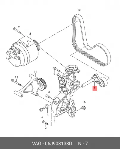 Натяжитель ремня приводного в сборе 06J903133D VAG