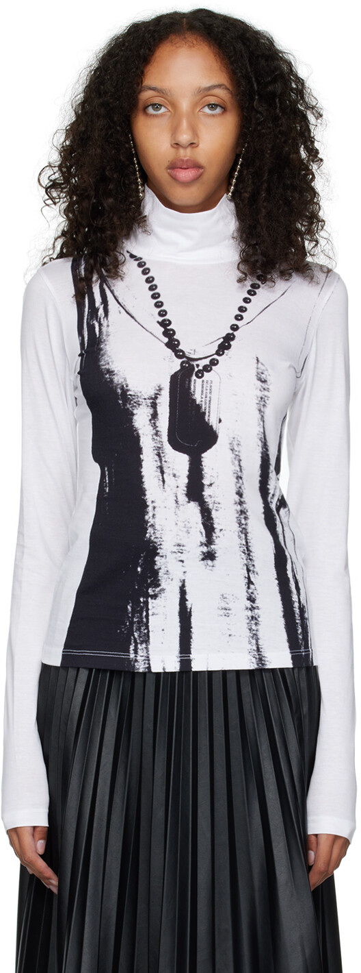

Белая водолазка с рисунком MM6 Maison Margiela, Белый
