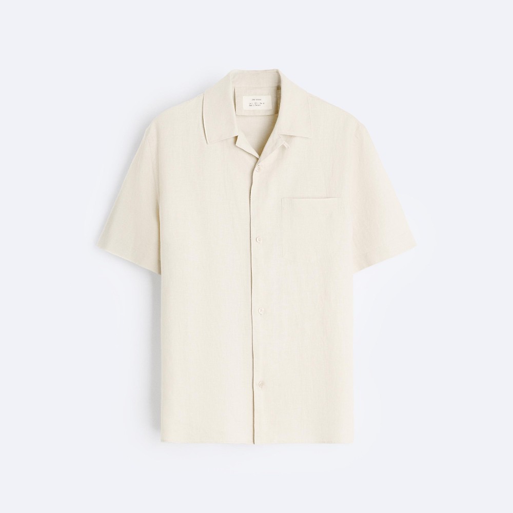 Рубашка Zara 100% Linen, светло-бежевый рубашка uniqlo 100% linen светло серый