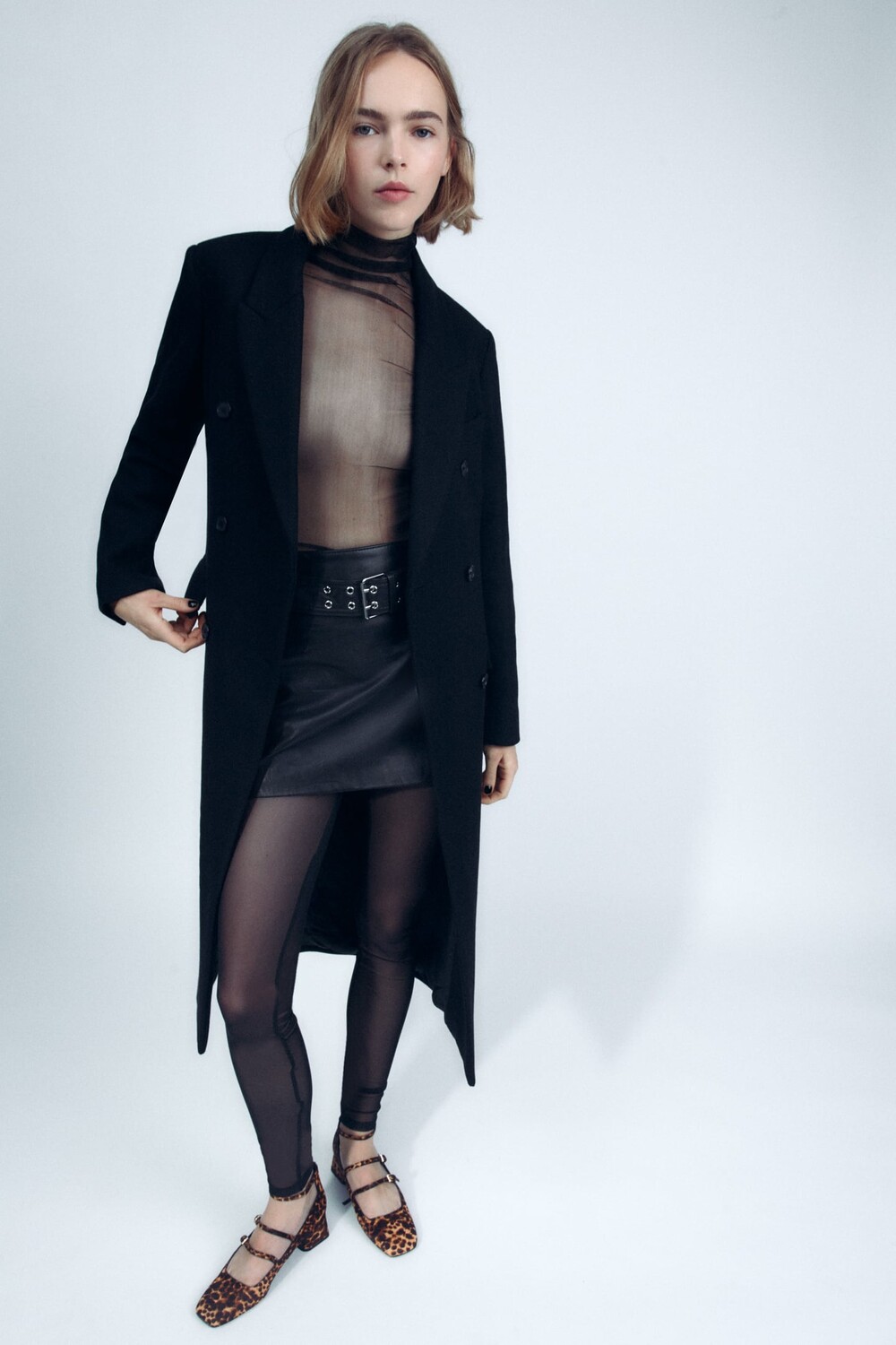 

Кожаные туфли на блок-каблубе ZARA, леопард