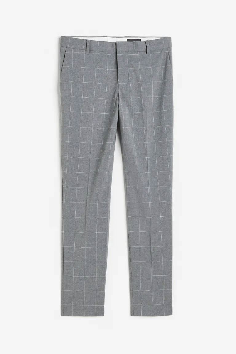 Брюки узкого кроя H&M Plaid Suit, серый костюмные брюки свободного кроя h