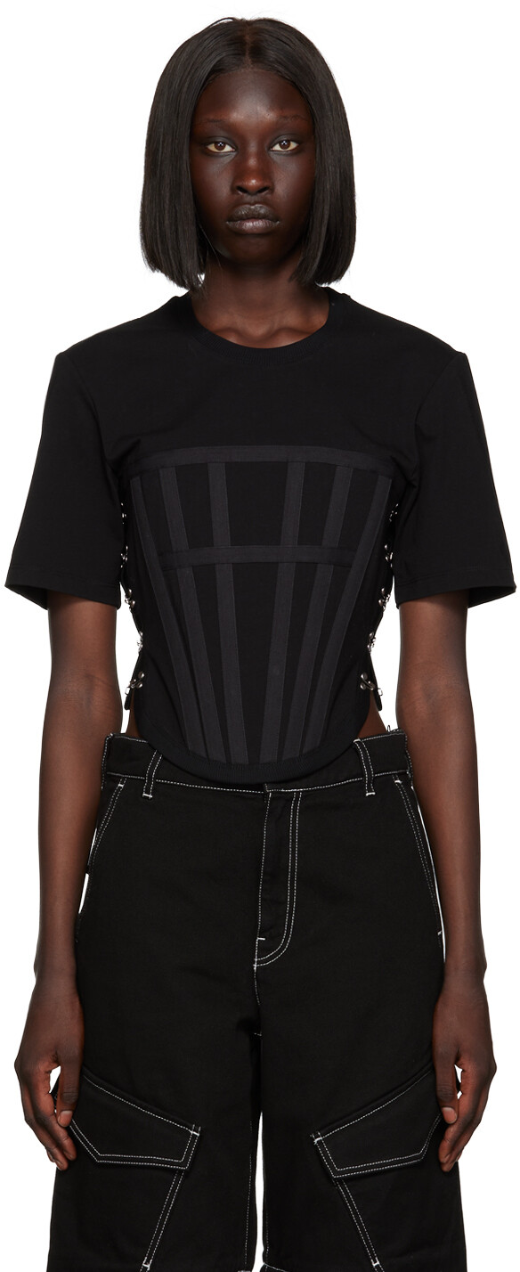 

Черная корсетная футболка Dion Lee, Черный