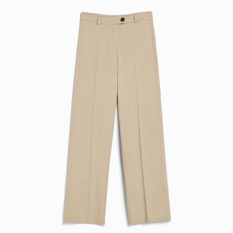 

Брюки Bershka Wide-leg Tailored, бежевый
