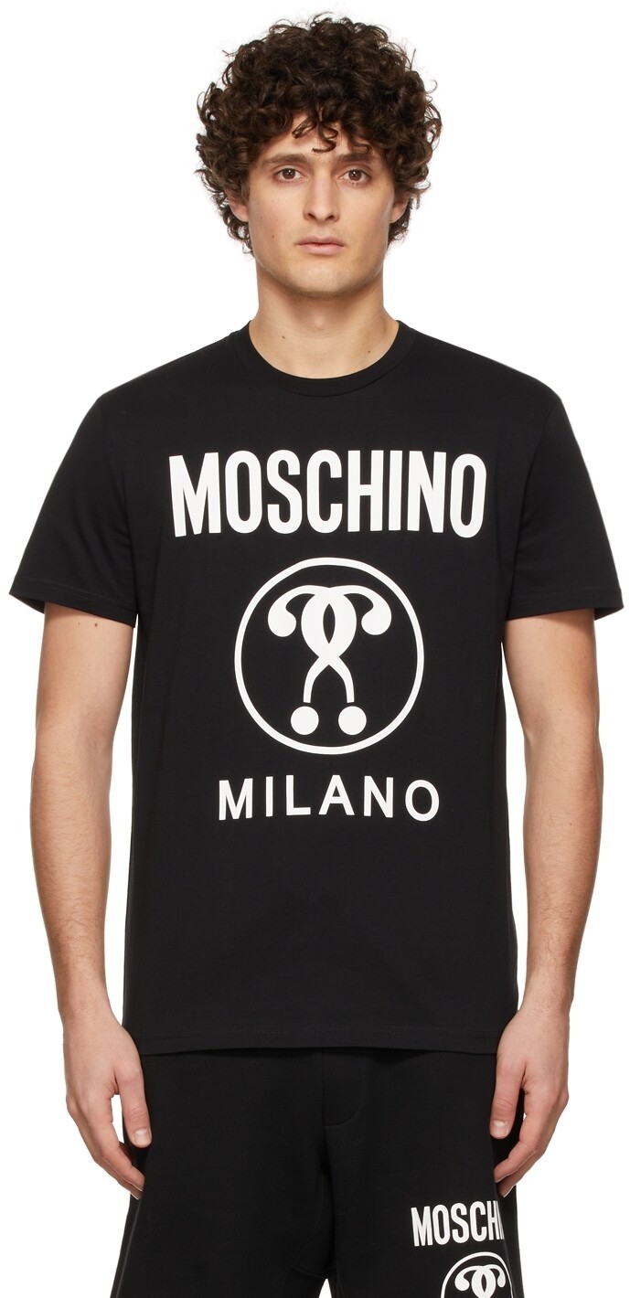 

Черная футболка с двойным вопросительным знаком Moschino
