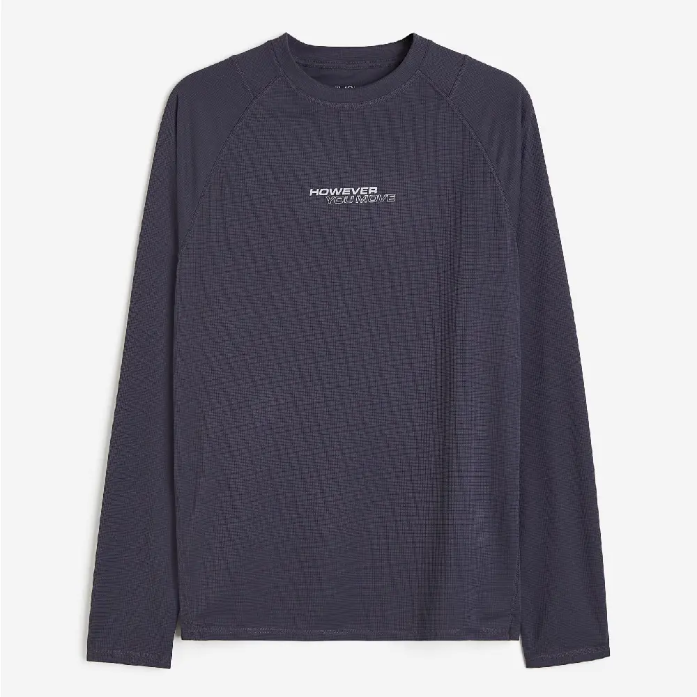

Спортивный лонгслив H&M DryMove, серо-синий