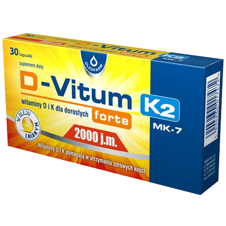 Oleofarm D-Vitum Forte K2 биологически активная добавка, 30 капсул/1 упаковка myvita биологически активная добавка silver selen forte 120 капсул