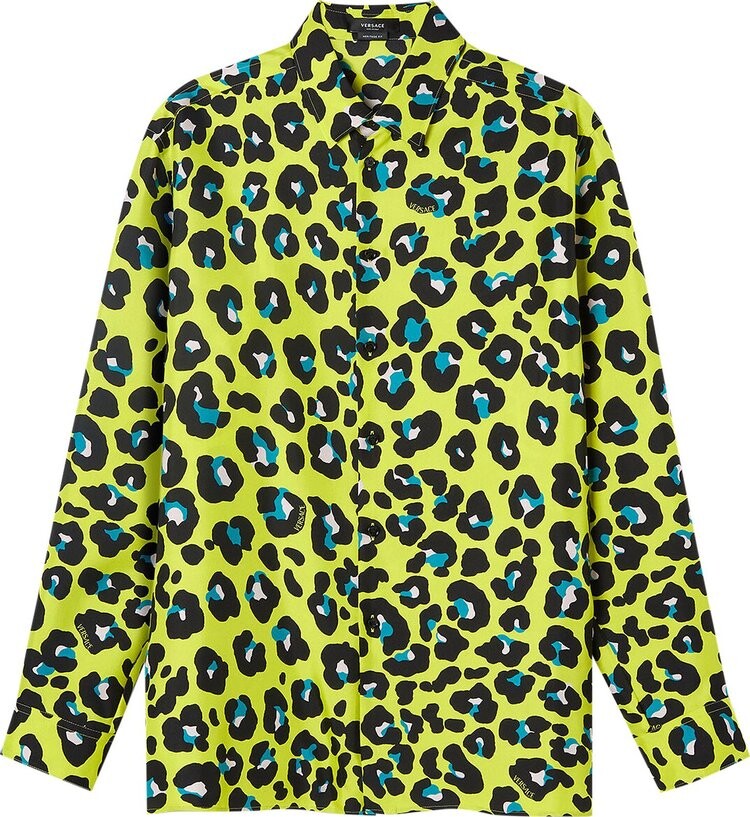 

Рубашка Versace Daisy Leopard Shirt 'Acid Lime/Black', зеленый