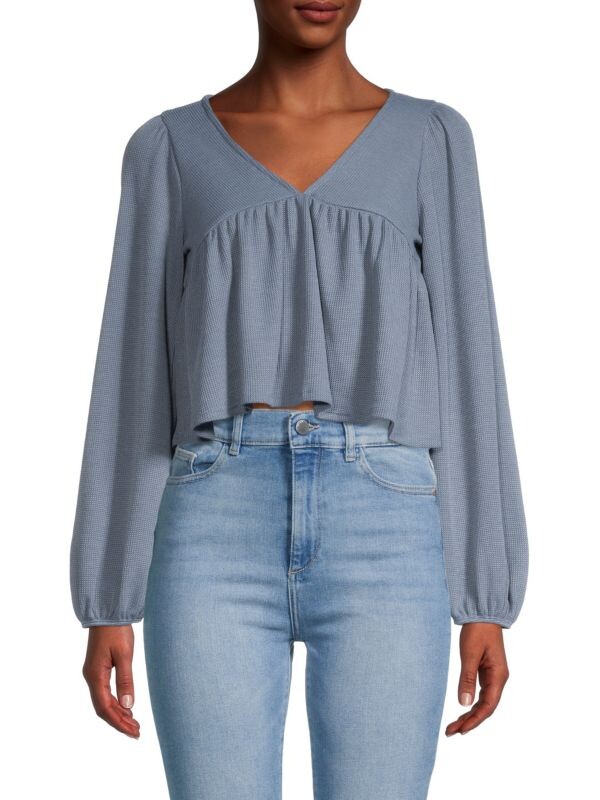 

Топ Hashttag In Trend Babydoll вафельной вязки, blue slate