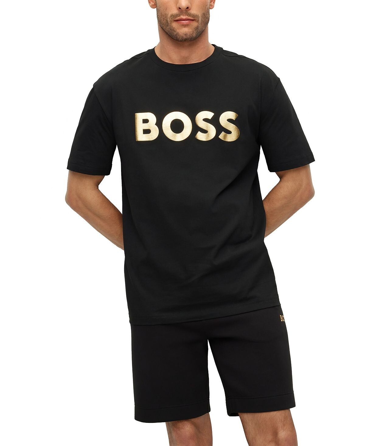 

Мужская футболка с круглым вырезом из джерси с логотипом boss Hugo Boss, черный