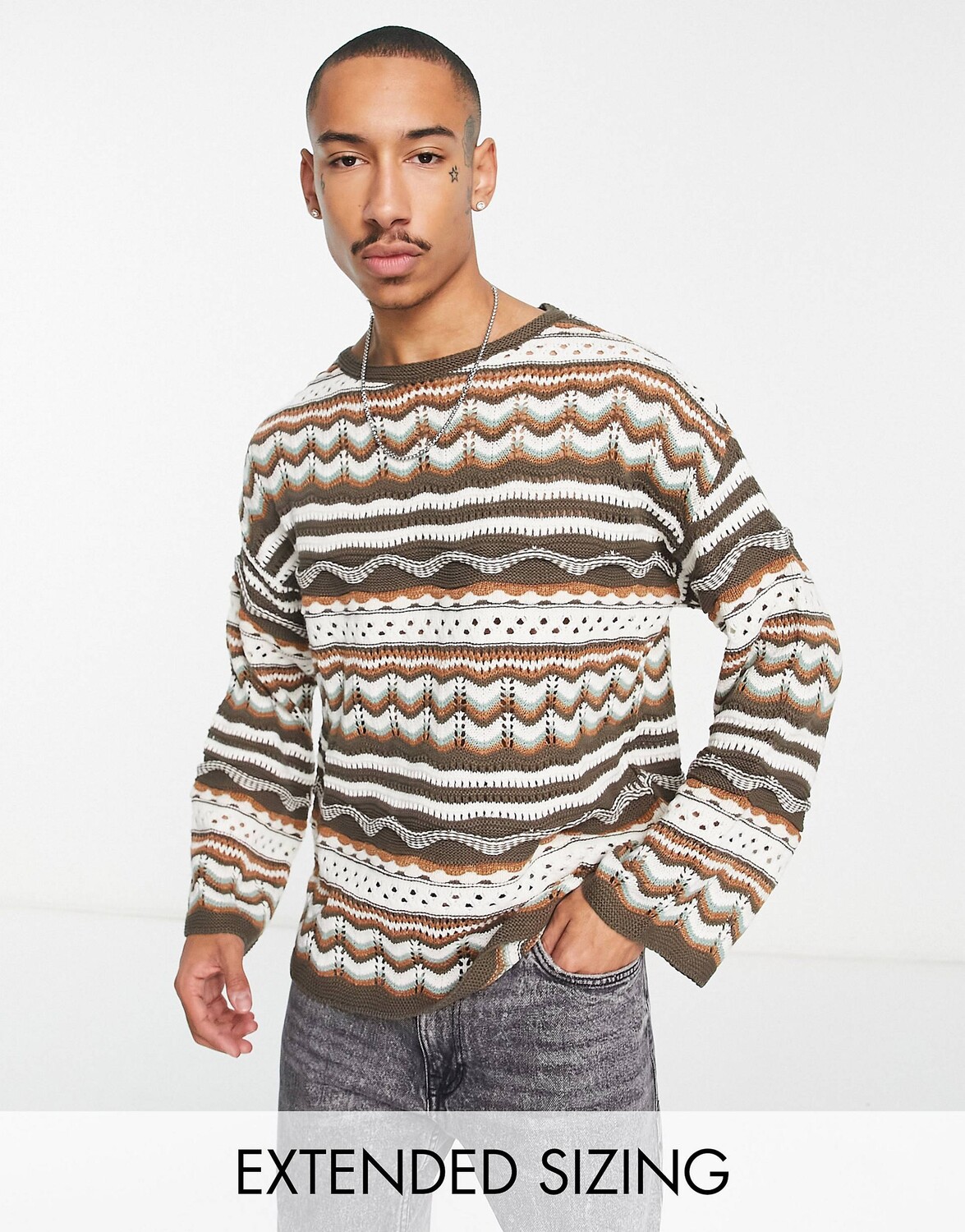 

Вязаный джемпер с текстурными полосками ASOS DESIGN