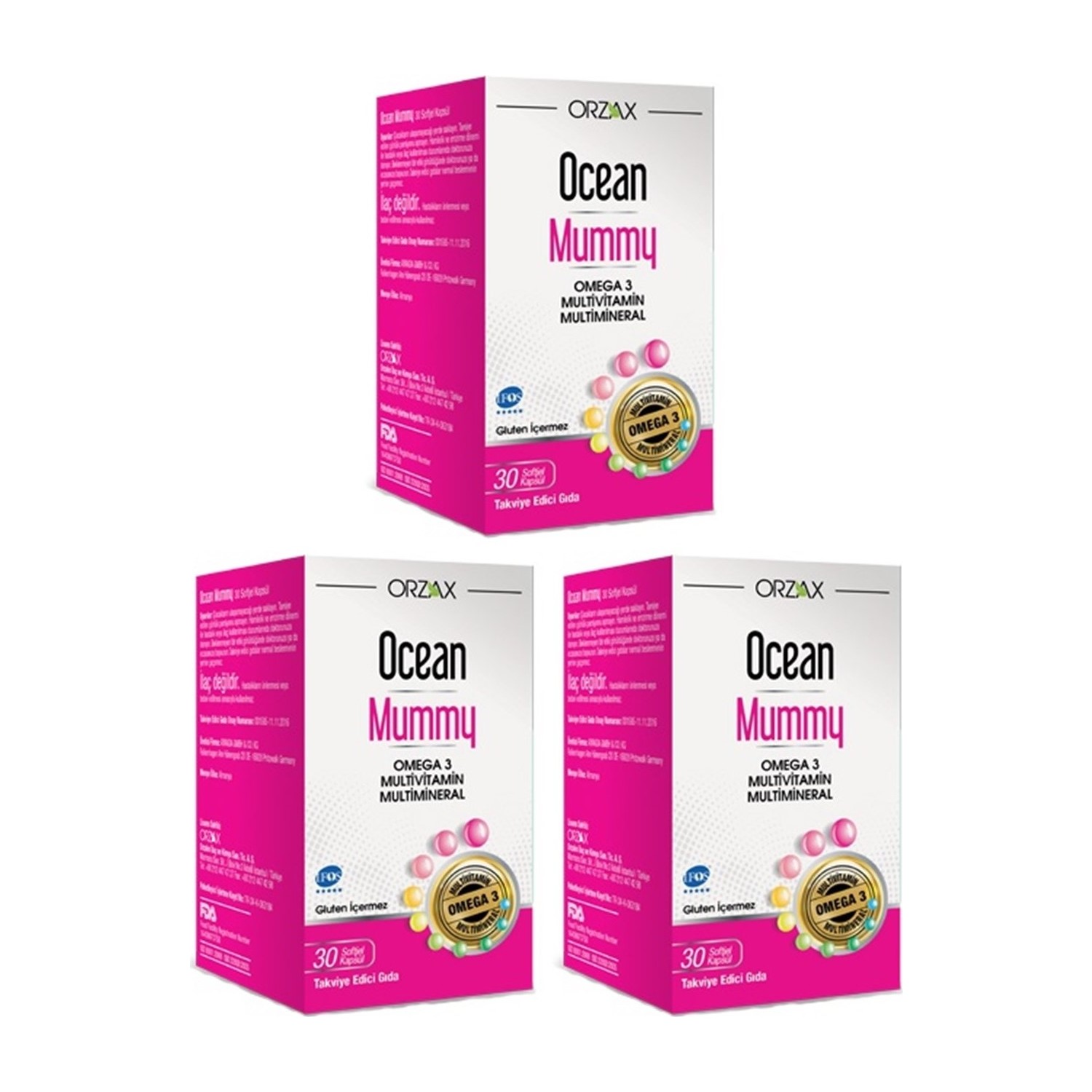 Мультивитамин Омега-3 Ocean Mummy, 3 упаковки по 30 капсул пищевая добавка fibromag naveh pharma для облегчения боли и усталости при фибромиалгии 30 капсул