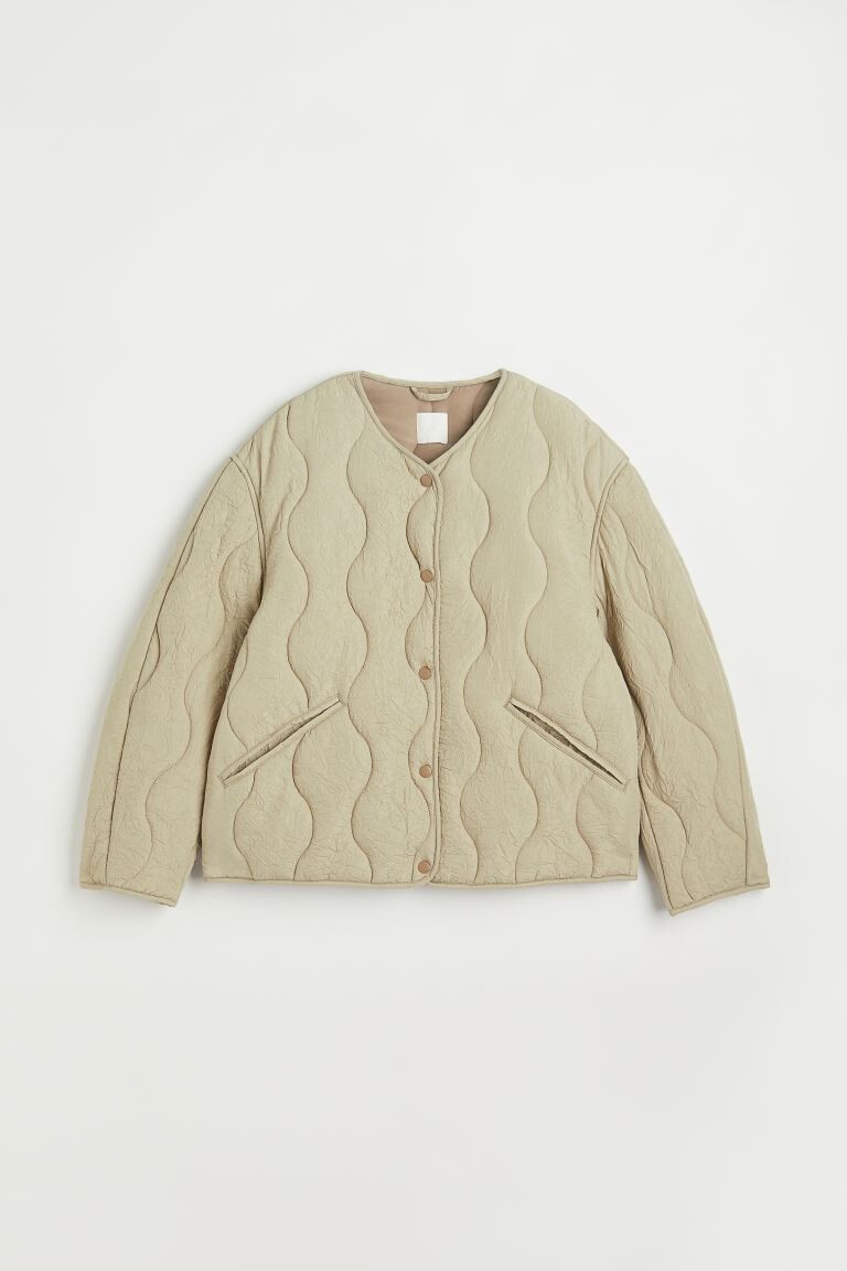 

Стеганая куртка H&M, бежевый