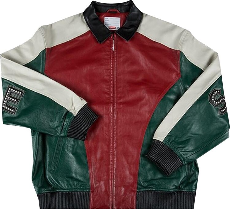 

Куртка Supreme Studded Arc Logo Leather Jacket 'Red', разноцветный