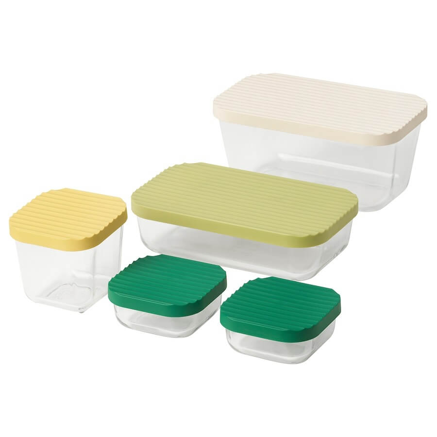 Набор контейнеров для продуктов Ikea Havstobis With Lid, 5 шт, прозрачный/разноцветный