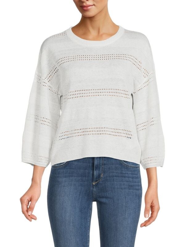

Льняной свитер Joe's Jeans с круглым вырезом nara pointelle, белый