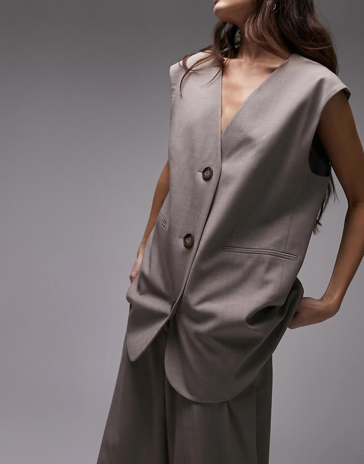

Жилет Topshop Co-ord Tonic Oversized Tailored, серый