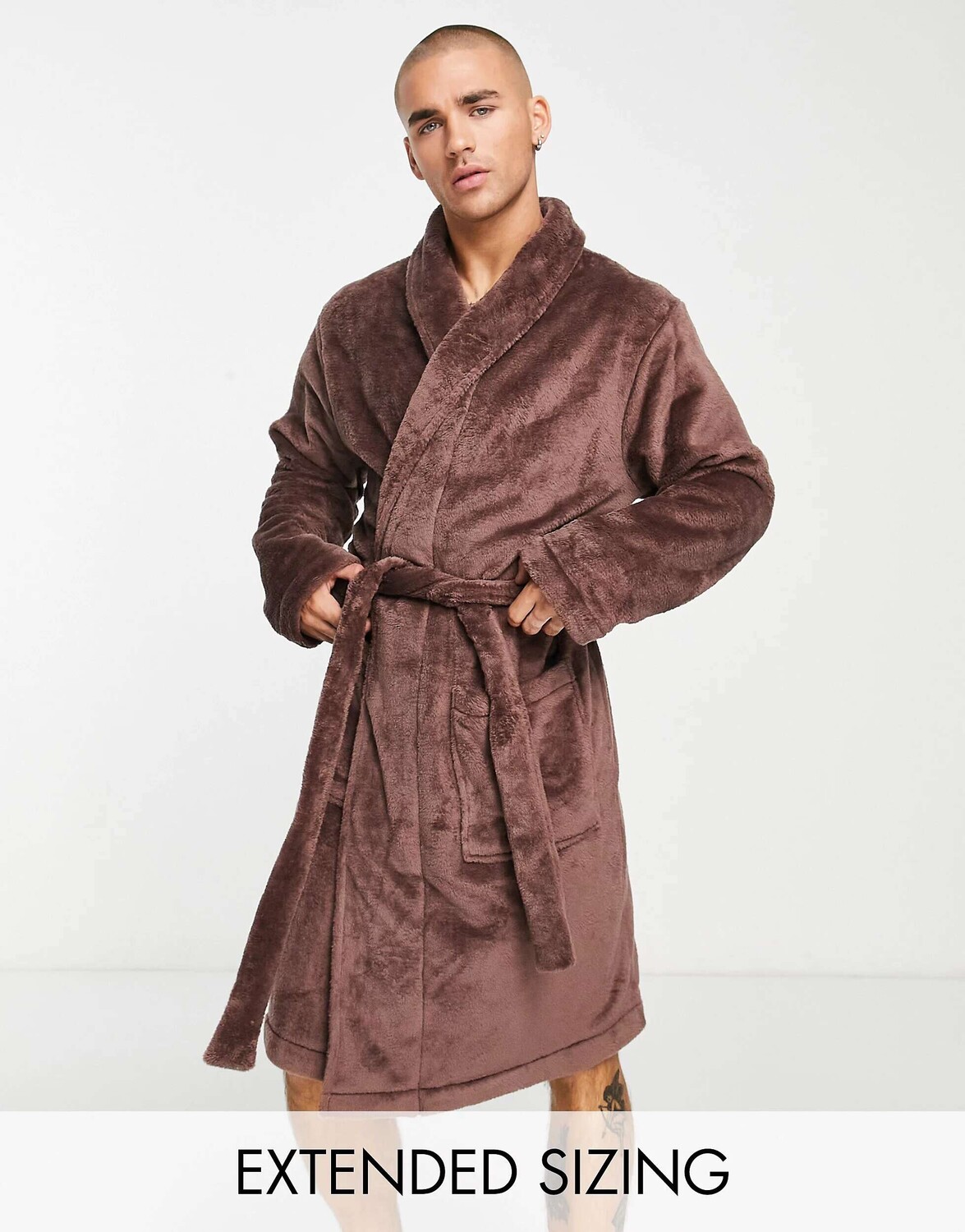 

Коричневый флисовый халат ASOS