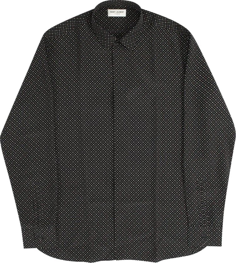 

Рубашка Saint Laurent Long-Sleeve Silk Collared Shirt 'Black/Chalk', черный