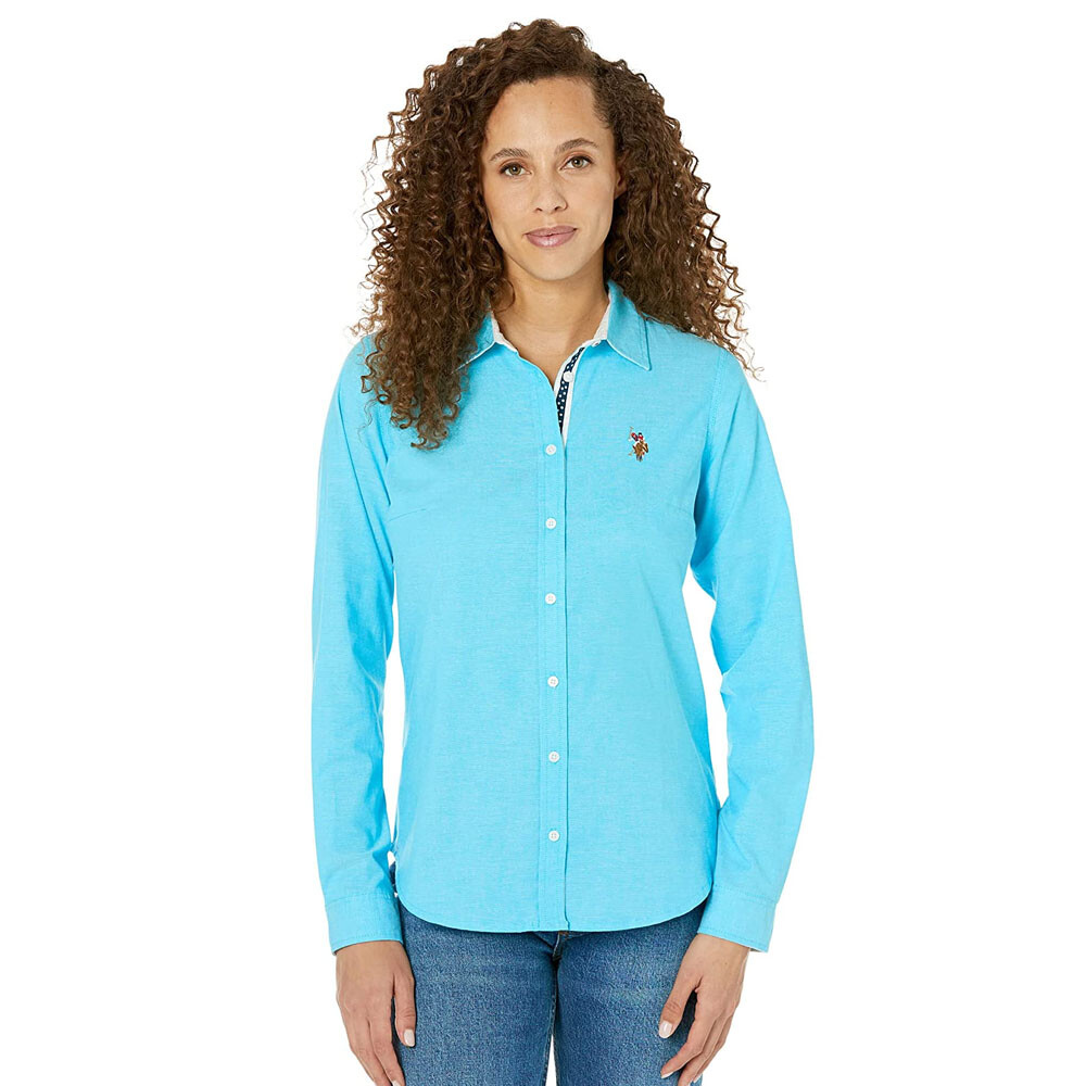 

Рубашка U.S. Polo Assn. Long Sleeve Solid Stretch Oxford Woven, голубой