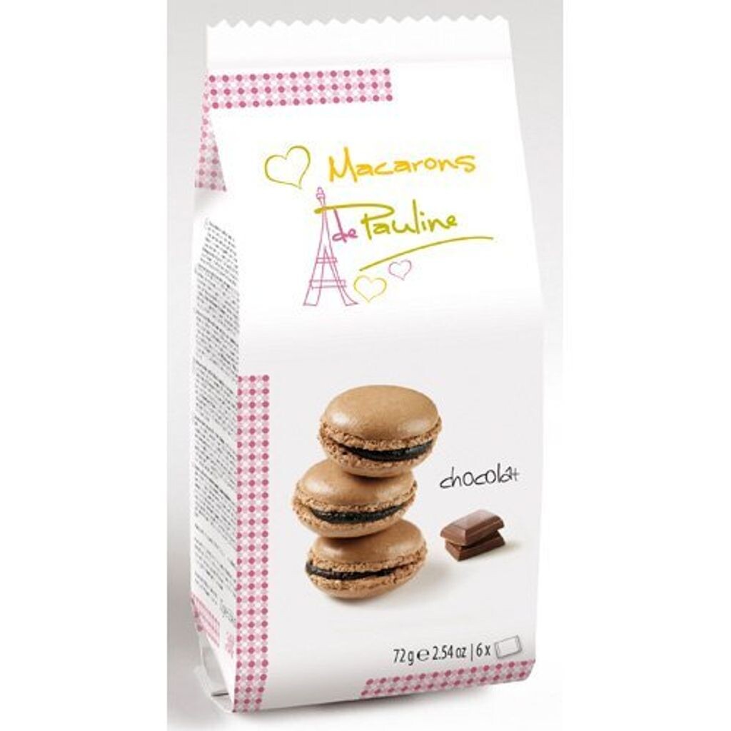 

Macarons de Pauline шоколадные 6 пирожных миндальное печенье с начинкой 72г Genuport Trade Gmbh