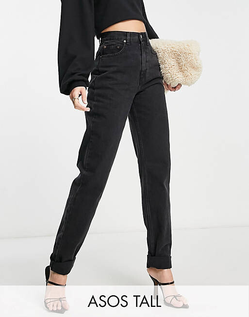 

Черные джинсы с напуском и завышенной талией ASOS DESIGN Tall