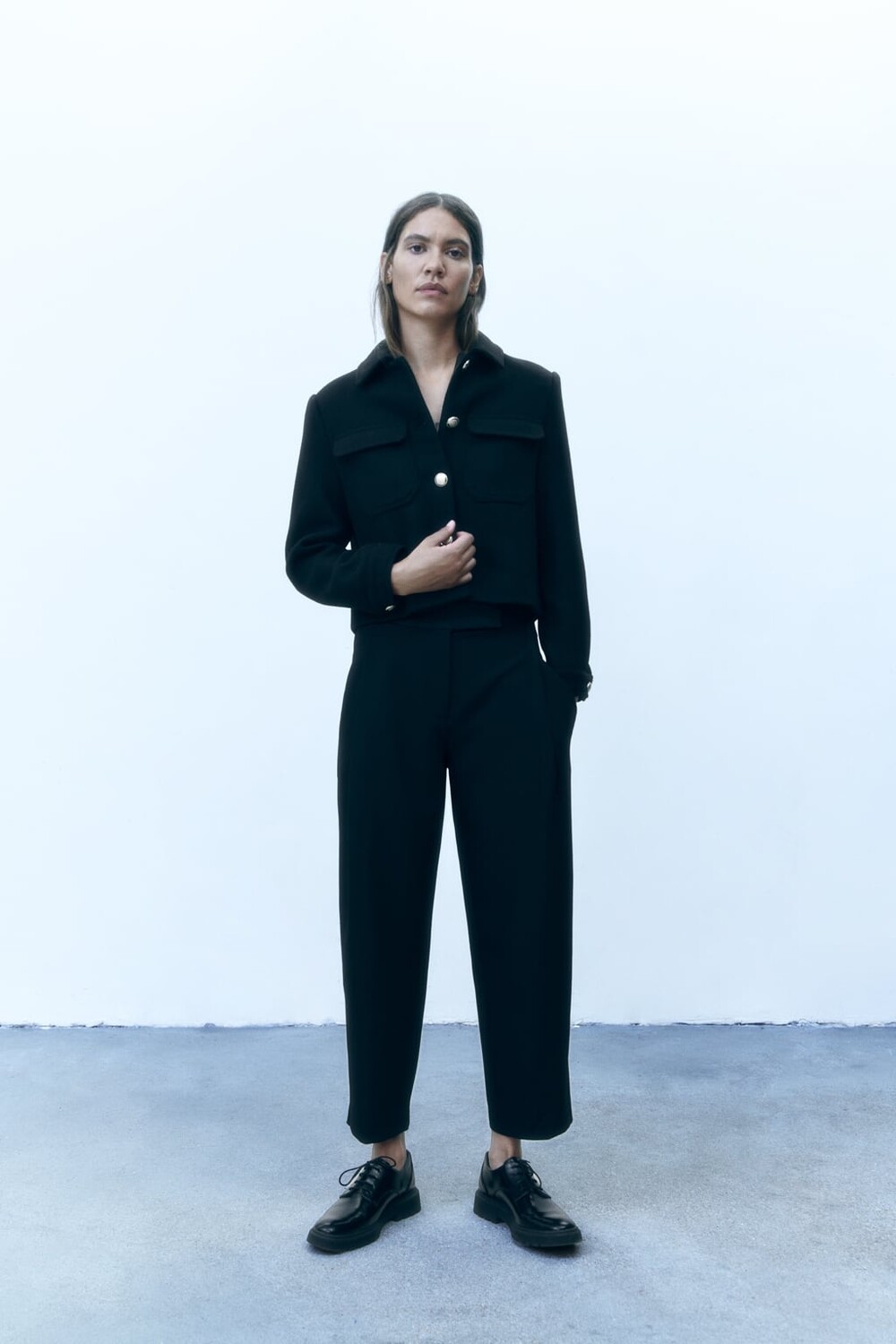 

Укороченный кардиган из смесовой шерсти ZARA, черный
