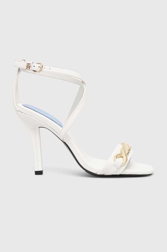 

TH CHAIN FEMININE HEEL SANDAL кожаные босоножки Tommy Hilfiger, белый