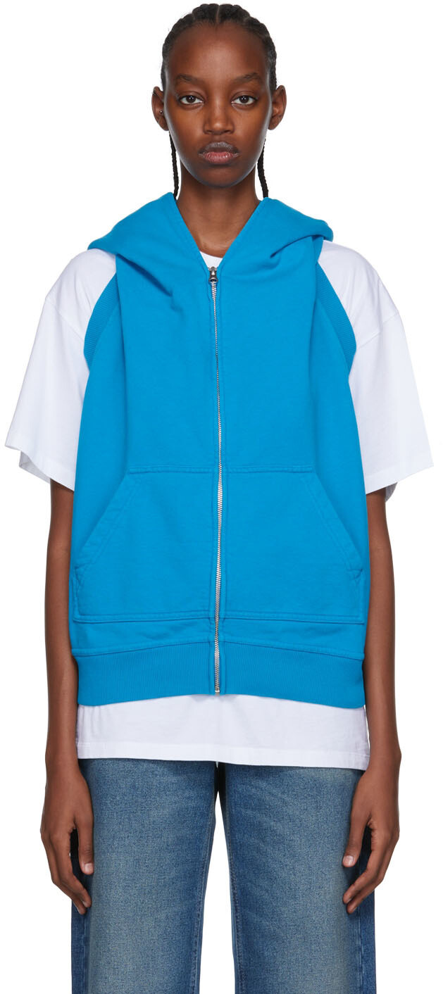 

Синий худи с вырезом MM6 Maison Margiela
