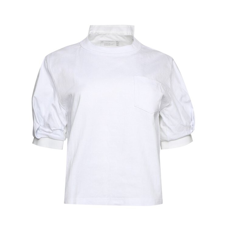 

Футболка Sacai Cotton Poplin Jersey T-Shirt 'Off White', белый