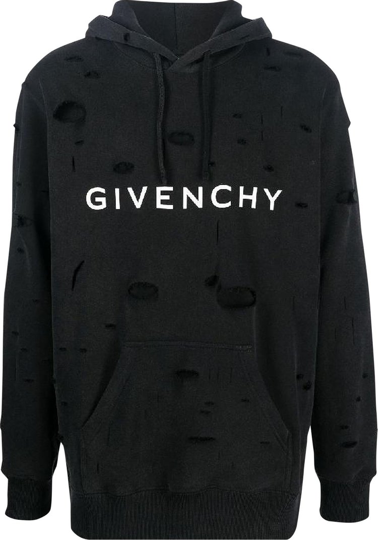 Худи Givenchy Classic Fit Hole Hoodie 'Black', черный - фото