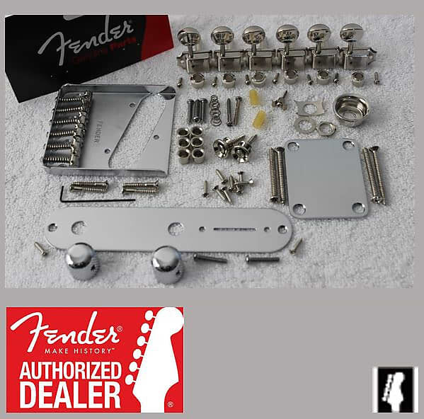 

Fender American Telecaster Chrome Hardware Set Modern Vintage 6 Saddle Bridge w/ Tuners 099-0810-000 Vintage-Style 6-Saddle Telecaster Bridge Assembly